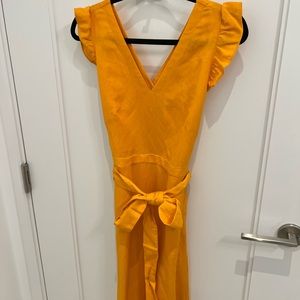Light Orange Linen Summer Dress Tie Waist NWT